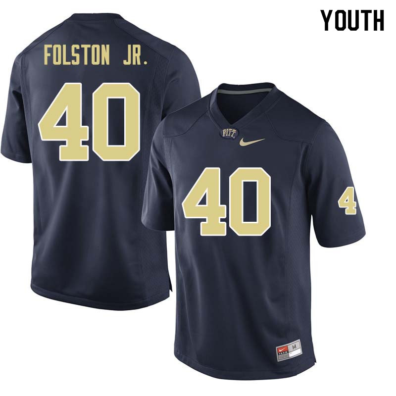 Youth #40 James Folston Jr. Pittsburgh Panthers College Football Jerseys Sale-Navy